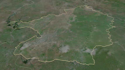 Lacs, Côte d'Ivoire - outlined. Satellite