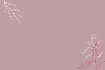 Fototapeta na wymiar pink background with foliage drawing template