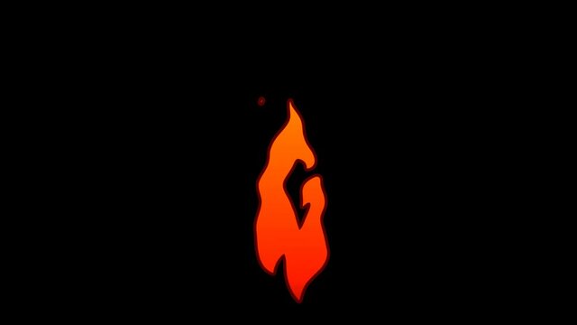Flat cartoon animated vector flame text typography loop with alpha channel G