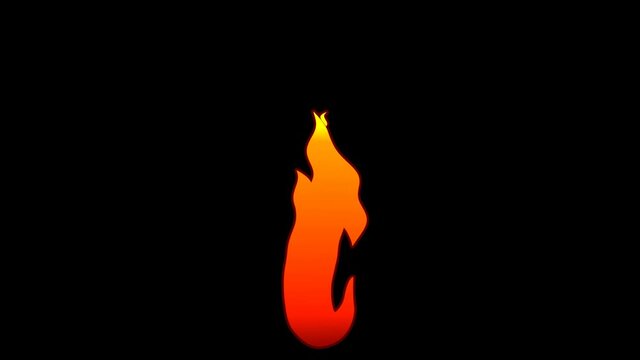 Flat cartoon animated vector flame text typography loop with alpha channel C