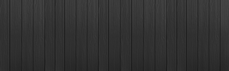 Panorama of Black wood texture background. Abstract dark wood texture on black wall. Aged wood plank texture pattern in dark tone