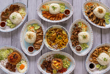 Fototapeta na wymiar Thai Food Mixes and Selections