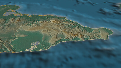 Guantánamo, Cuba - outlined. Relief