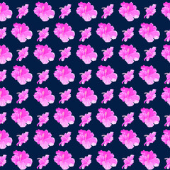 pattern of tropical palm leafs and flowers of plumeria and hibiscus vector