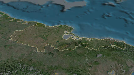 Holguín, Cuba - outlined. Satellite