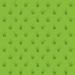 Cartoon grass pattern, green background, vector illustration.