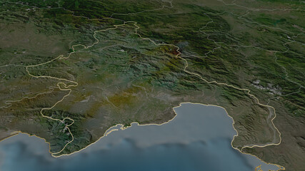 Azua, Dominican Republic - outlined. Satellite