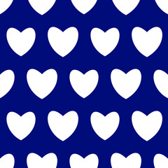 Fourth of July Seamless Vector Pattern Perfect Navy Blue Background White Hearts Perfect for Surfaces, Fabric, Wallpaper, Scrapbooking - 360760004
