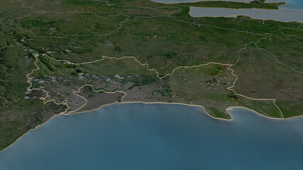 Santo Domingo, Dominican Republic - outlined. Satellite