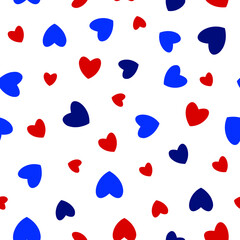 Fourth of July Seamless Vector Pattern Perfect White Background Red, Blue and Navy Hearts Perfect for Surfaces, Fabric, Wallpaper, Scrapbooking - 360760091