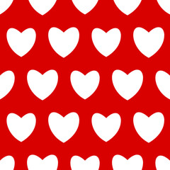 Fourth of July Seamless Vector Pattern Perfect Red Background White Hearts Perfect for Surfaces, Fabric, Wallpaper, Scrapbooking - 360760098