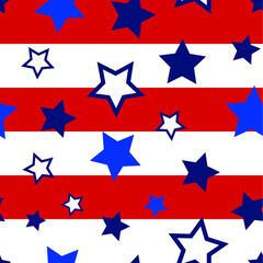 Fourth of July Seamless Vector Pattern Perfect Red White and Blue Stars and Stripes Perfect for Surfaces, Backgrounds, Fabric, Wallpaper, Scrapbooking - 360760216