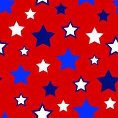 Fourth of July Seamless Vector Pattern Perfect Red White and Blue Stars Perfect for Surfaces, Backgrounds, Fabric, Wallpaper, Scrapbooking - 360760441