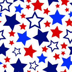 Fourth of July Seamless Vector Pattern Perfect Red White and Blue Stars Perfect for Surfaces, Backgrounds, Fabric, Wallpaper, Scrapbooking - 360760610