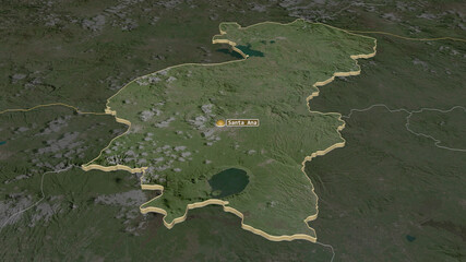 Santa Ana, El Salvador - extruded with capital. Satellite