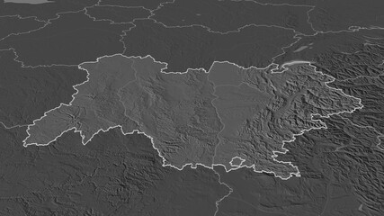 Auvergne-Rhône-Alpes, France - outlined. Bilevel