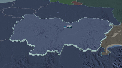 Bourgogne-Franche-Comté, France - extruded with capital. Administrative