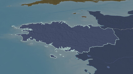 Bretagne, France - outlined. Administrative