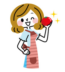 トマトを持っている主婦