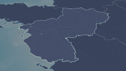 Pays de la Loire, France - outlined. Administrative