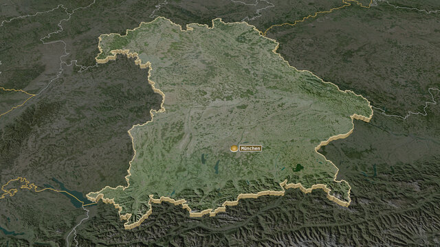 Bavaria, Germany - extruded with capital. Satellite