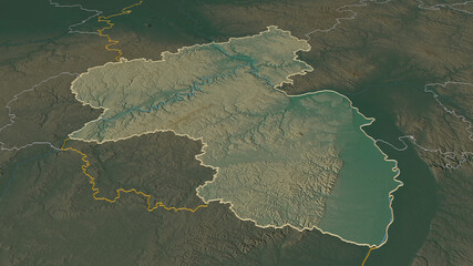 Rheinland-Pfalz, Germany - outlined. Relief
