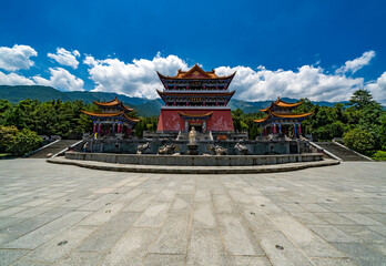 Fountain at Dali Chongsheng Temple complex in Yunnan, China