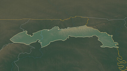 North East, Ghana - outlined. Relief