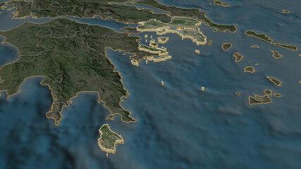 Attica, Greece - extruded with capital. Satellite