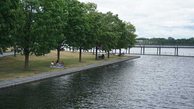 Montreal, QC/ Canada - 6/25/2020: Old Port - People Enjoy Their Time After The Ease Of The Lockdown Of Coronavirus