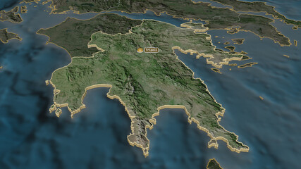 Peloponnese, Greece - extruded with capital. Satellite