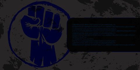 Fist, Blue vector banner.