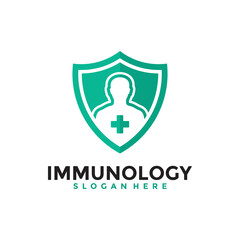 Immune System Health Logo Design Template. Antibiotic, virus and bacteria logo vector. Biology medical laboratory illustration symbol.