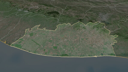 Escuintla, Guatemala - outlined. Satellite