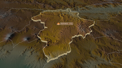 Guatemala, Guatemala - extruded with capital. Relief