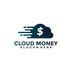 Fast Cloud Money Logo Design Template. Online Pay Logo.