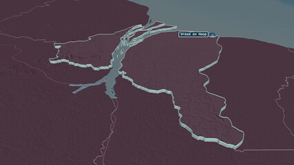 Essequibo Islands-West Demerara, Guyana - extruded with capital. Administrative