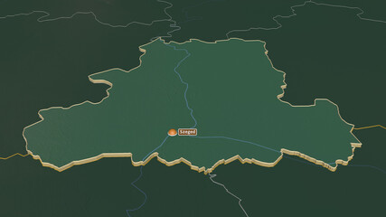 Csongrád, Hungary - extruded with capital. Relief