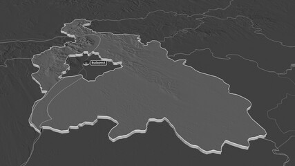Fototapeta premium Pest, Hungary - extruded with capital. Bilevel