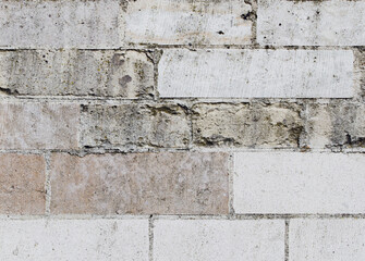 
texture of bright old from stone brick wall, closeup.