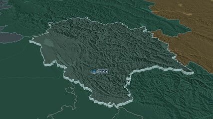 Himachal Pradesh, India - extruded with capital. Administrative