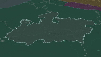 Madhya Pradesh, India - outlined. Administrative