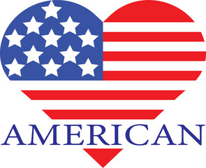 American Heart in Red White and Blue Stars and Stripes