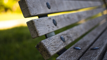 Wooden Bench medium shot with shallow depth of field
