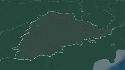 Telangana, India - outlined. Administrative