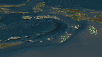 Maluku, Indonesia - outlined. Relief