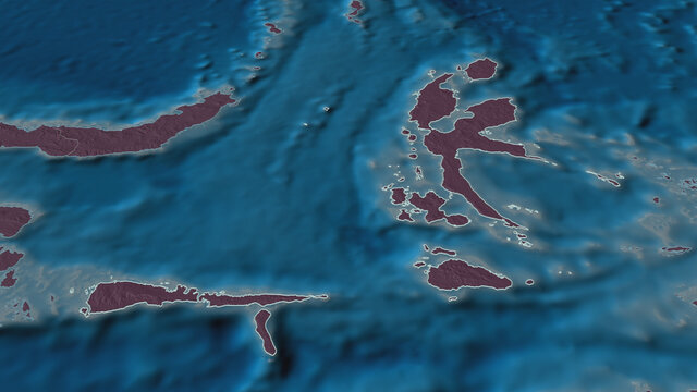 Maluku Utara, Indonesia - outlined. Administrative