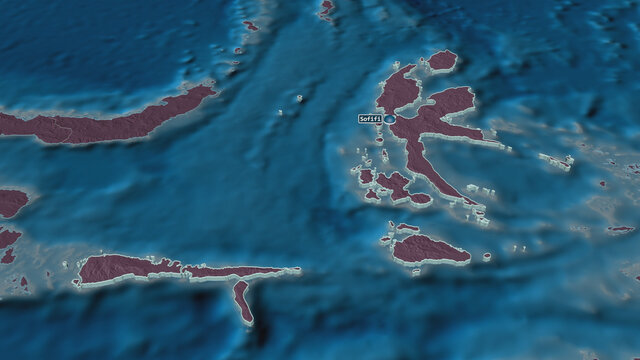 Maluku Utara, Indonesia - extruded with capital. Administrative