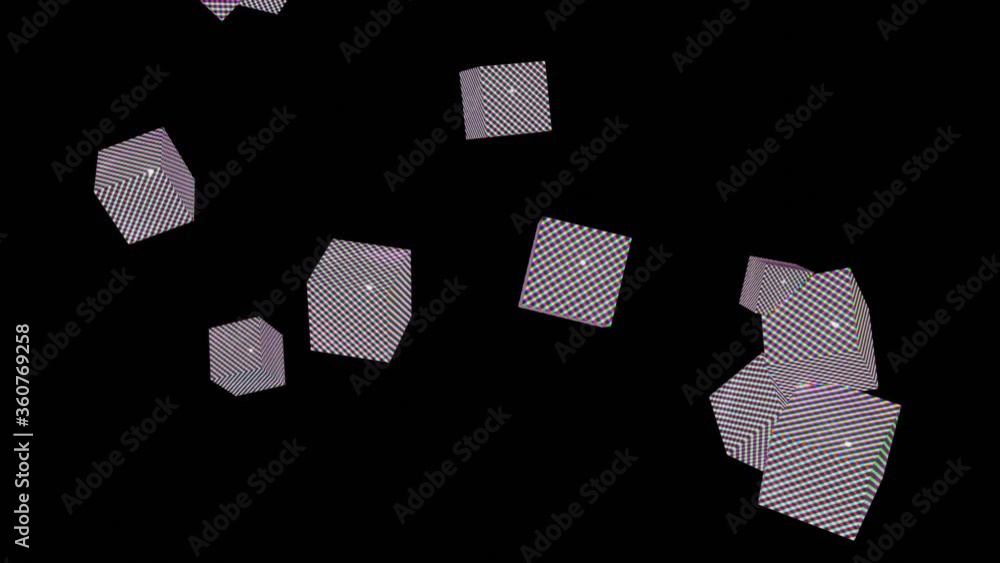 Aufkleber hd video of 3d abstract wire texture color changing sphere shape cubes animated on the black backgro