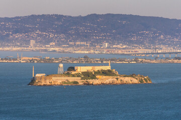 Alcatraz island at sunset